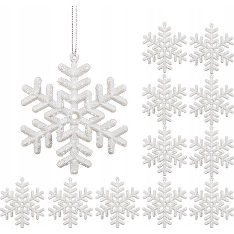 PALLINE DI NATALE INDESTRUTTIBILI 12 PZ FIOCCO DI NEVE BIANCO