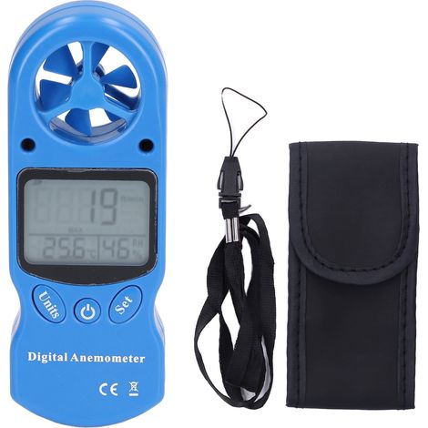 3V Digital Anemometer Multipurpose Handheld Wind Speed Meter Blue Temperature Wind Gauge (1/5)