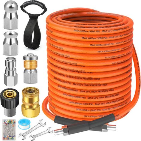 Tuyau déboucheur Premium 15m 5800PSI 3 buses nettoyeur haute pression tuyau nettoyage déboucheur canalisation (1/5)
