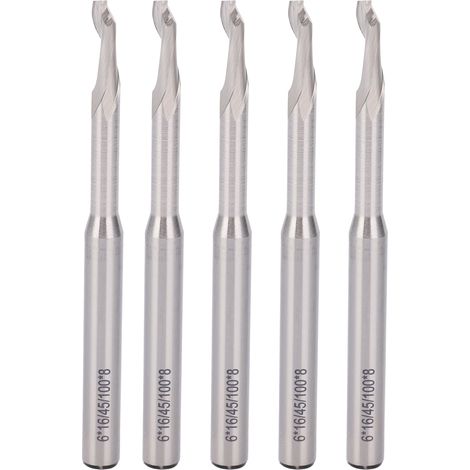 Lot de 5 fraises spirale en acier rapide pour fraiseuse CNC, foret de gravure 6x8x16x100mm (1/5)