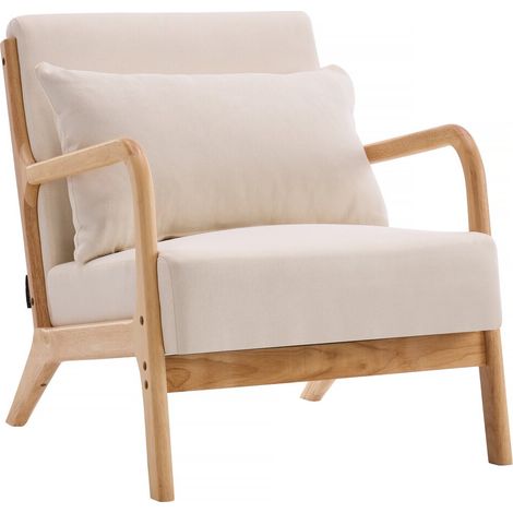 Sillón "Clinton" de madera de estilo escandinavo - Beige