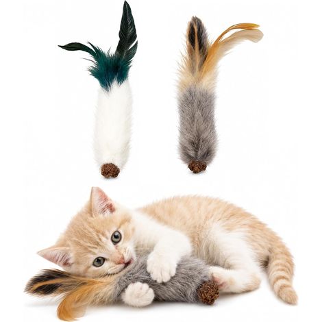 Lot De 2 Jouets À Mâchouiller Pour Chat, En Fourrure De Lapin Et Matatabi, Idéal Pour Chat D’Appartement, Défoule Et Apaise L’Anxiété, Favorise Nettoyage Des Dents Et Anti-Stress (1/5)