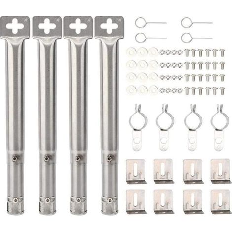 Ensemble de 4 Tubes de Brûleur en Acier Inoxydable pour Barbecue à Gaz - Réglable de 12\" à 17,5\" (1/4)