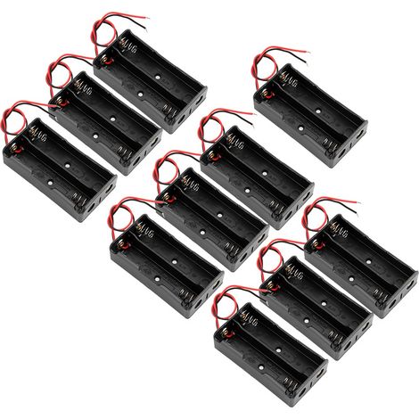 Boîte de rangement noire haute résistance pour 10 batteries doubles 18650 3,7 V (1/5)
