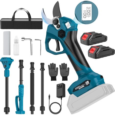 Tijeras de podar inalámbricas, motor sin escobillas, eje de extensión de 2 m, 2 baterías. (1/2)
