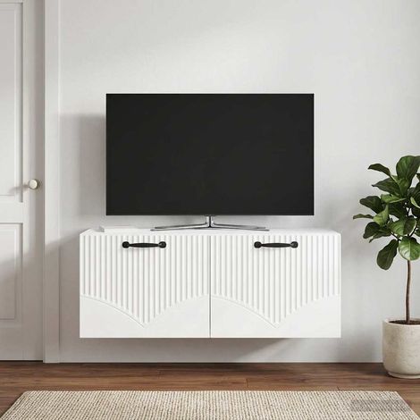 Wandmontierter TV-Schrank Hochglanz Weiß 78,5 x 31 x 30 cm (1/5)