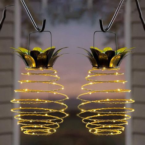 2er-Pack Solar-Hängelaternenlichter für den Außenbereich – 60 LEDs, wasserdichtes Solar-Ananaslicht für den Außenbereich, für Garten, Hof, Veranda, Rasen, Hinterhof