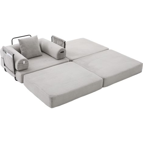 Fauteuil en velours côtelé avec repose-pieds, cadre métallique robuste – design ergonomique et rembourrage épais pour un confort durable (1/5)