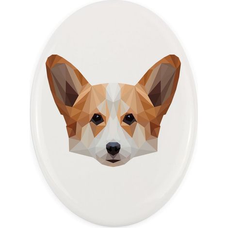 Pembroke Welsh Corgi - placa geométrica con foto e inscripción de Art-Dog (1/4)