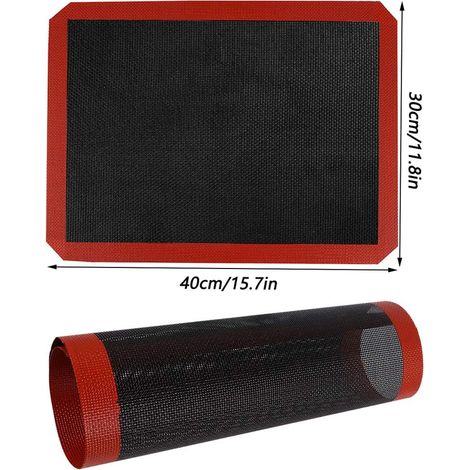 Lot de 2 tapis de cuisson antiadhésifs en fibre de verre, plaque silicone pour four, accessoires pâtisserie (1/4)