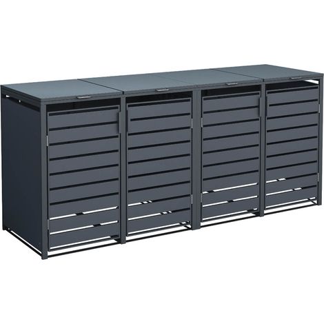 Westmann Box pour poubelles en métal 4er Kubus 4x240 L Anthracite 264x80x116 cm (1/5)