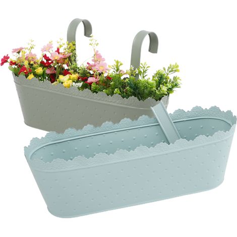 Seau à fleurs en fer avec double crochet, pot suspendu décoratif en fer pour balcon et jardin (1/5)