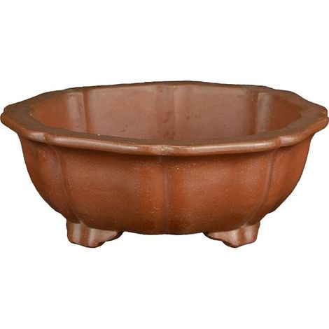 Vaso per bonsai rotondo (forma a fior di loto) in gres 11x11x3,5 cm - SM134