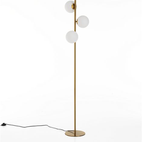 Lampada da terra 3 paralumi in acciaio finitura ottone cm. Ø.30 H.160 (1/4)