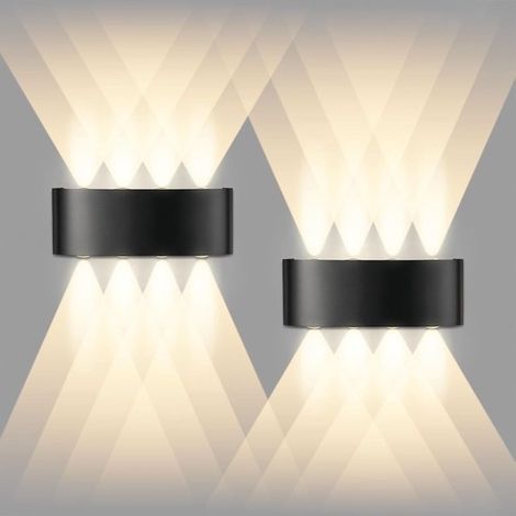 LED-Wandleuchte – 8 W – Warmweiß – Schwarz – IP65 – 2er-Set (1/5)