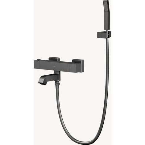 Mitigeur thermostatique de baignoire mural Gun métal - Sirius