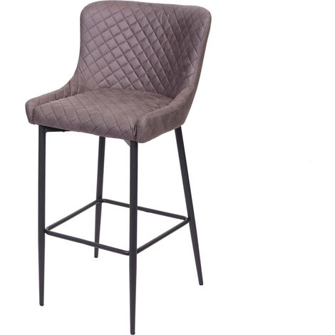 Tabouret de bar HWC-H79, pour comptoir, métal, vintage, avec repose-pied - tissu / textile gris foncé