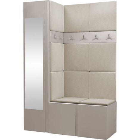 Conjunto para recibidor Hartford 277, Cachemira, 186x124x46cm, Espejo, Aglomerado laminado, Tapiz, Colocada, Montada en la pared