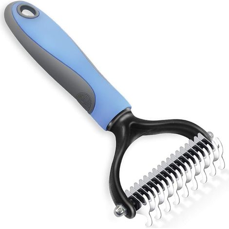 Peigne à sous-poil double face pour chats et chiens - Peigne de sécurité pour éliminer le sous-poil mort, les nœuds et les bourres (1/5)