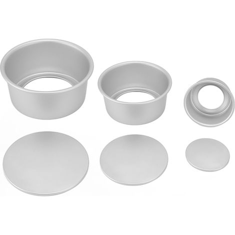 Ensemble de moules à gâteaux ronds en alliage d'aluminium de 4, 6 et 8 pouces, parfaits pour les fêtes, les anniversaires et Noël. (1/5)