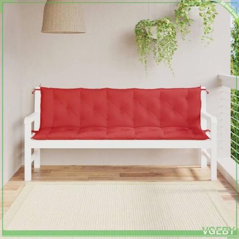 361722 Coussins de banc jardin lot de 2 rouge 180x50x7 cm tissu Oxford (1/5)