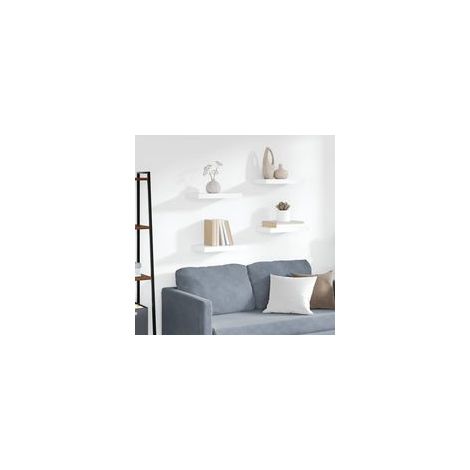 Schweberegale, 4er-Set, weiß, 40 x 23 x 3,8 cm, MDF-Crezuo