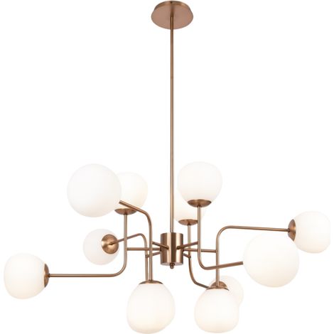 Maytoni Erich Lampadario moderno a sospensione multibraccio oro 12xE14 paralume bianco (1/4)