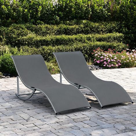 Transat pliable en aluminium 165 x 61 x 63 cm (1/5)
