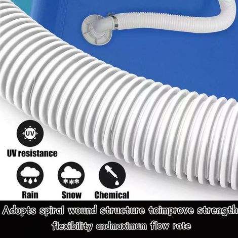 Swimming Pool Pump Replacement Hose, 2Pcs 32mm Above Ground Pool Hose with 4 Metal Clamps, Pool Filter Hoses for Intex 330GPH, 530GPH and 1000GPH, 1.5m/59in x 32mm/1.25in (LD) - 4