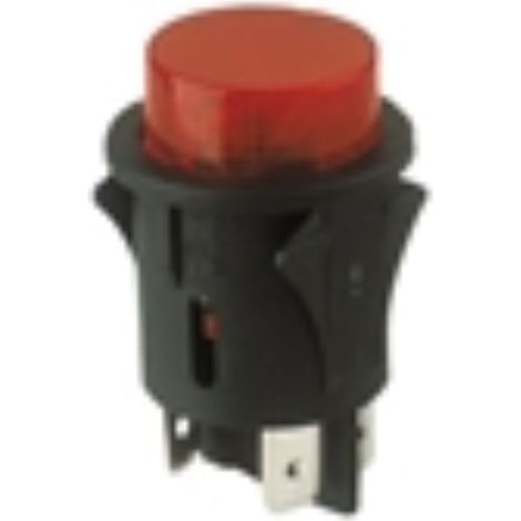 Interruptor bipolar circular luminoso rojo 24mm