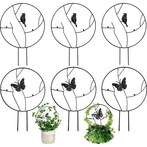 Lot de 6 treillis pour plantes – Petite grille métallique pour plantes en pot – Treillis métallique pour plantes grimpantes – Treillis pour papillons et oiseaux – pour l'intérieur et l'extérieu (1/5)
