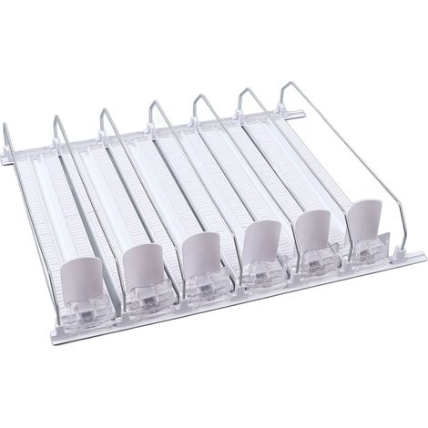 Distributeur de boissons pour réfrigérateur 15 pouces, blanc, 6 rangées, largeur réglable, à ressort, grande capacité, coulisse facile (1/5)