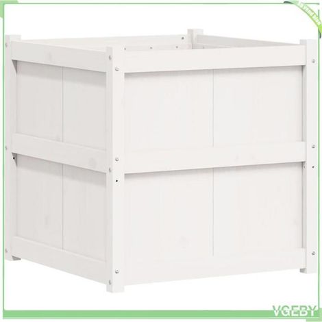 Jardinière en bois - FAFEICY - 837435 - blanc - bois de pin massif - 70x70x70 cm (1/5)