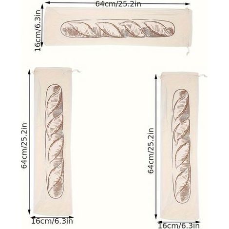 BelleRise – 3er-Set Brotsäcke aus Leinen – Ungebleichte und wiederverwendbare Aufbewahrungsbehälter für selbstgebackenes Brot (1/5)