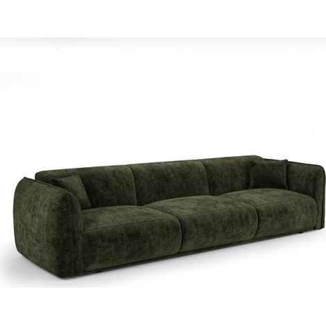 Canapé 4 places en velours à motifs vert kaki LUSH (1/5)