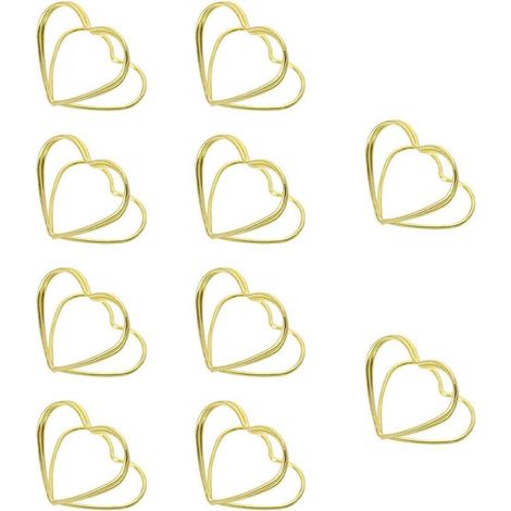 Segnaposto in metallo, 10 pezzi a forma di cuore, per matrimoni, ristoranti, uffici o decorazioni da tavola (oro)