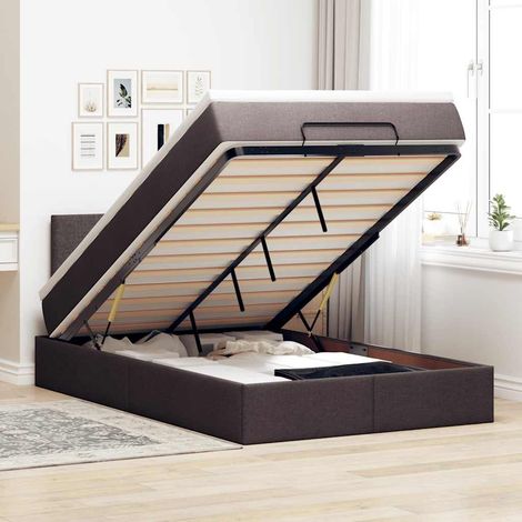 vidaXL Lit ottoman avec matelas marron foncé 120x200 cm tissu (1/5)