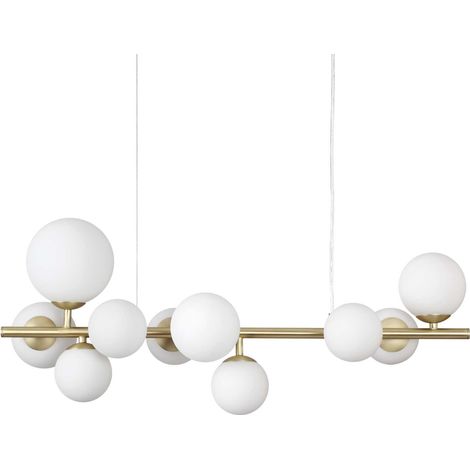 Ideal Lux PERLAGE 10 Light Linear Globe Pendelleuchte Messing (1/2)