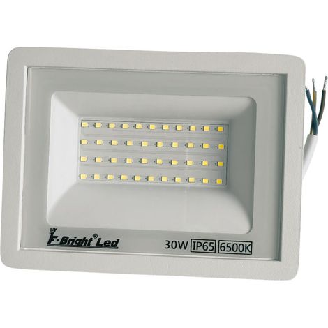 Proyector LED Extraplano 30W IP65 6500K  Alto Rendimiento en Aluminio Blanco