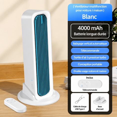 Ventilateur tour sans pales JF169 rechargeable 4000 mAh avec télécommande blanc jf169 rechargeable blanc 950 g – Livraison gratuite