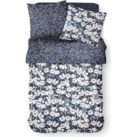 Parure de lit TODAY Mawira 100 % coton 240 x 220 cm bleu marine (1/3)