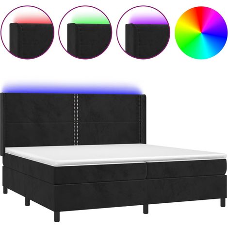 Maison Exclusive - Sommier à lattes de lit matelas et LED Noir 200x200 cm Velours (1/4)