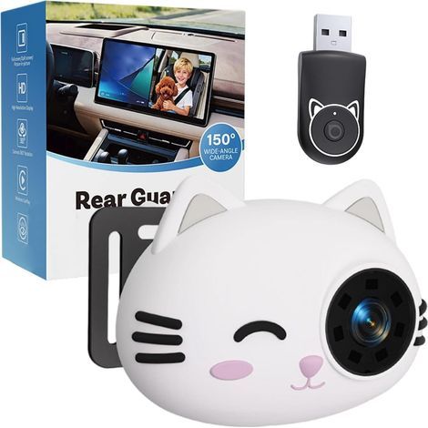Caméra de voiture pour siège arrière – Moniteur sans fil HD 1080P avec vision nocturne – Objectif grand angle 150°, faible latence, plug and play – Surveillance arrière pour véhicule (1/5)