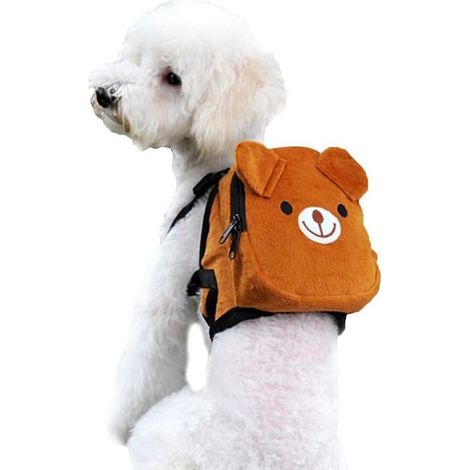 Sac à dos pour chien, sacoche de selle, harnais réglable pour animaux de compagnie, pour voyage en plein air (marron)