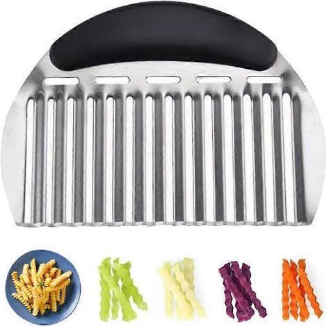 Coupe-frites ondulé robuste en acier inoxydable pour pommes de terre. carottes. fruits. légumes. oignons (1/5)