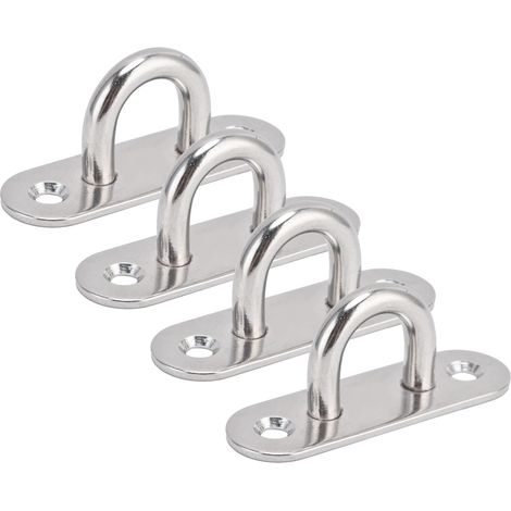 4 pièces crochets ovales œil 304 acier inoxydable 8mm plaque œil plafond quincaillerie boucles fixe cordes câbles (1/5)