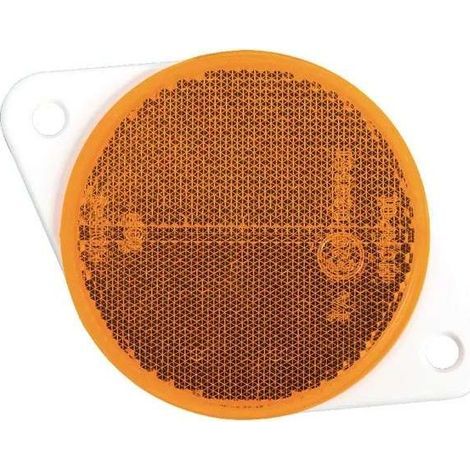Catadioptre rond orange 75mm avec base à visser réflecteur remorque tracteur voiture (1/5)