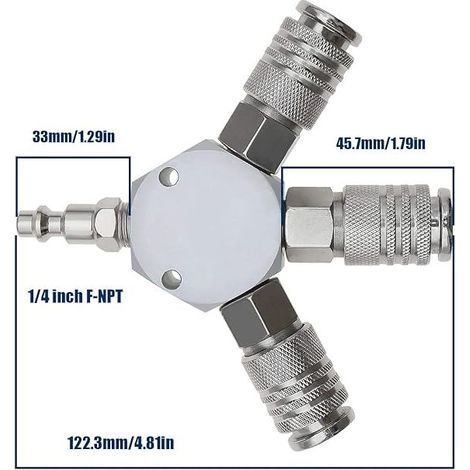 Répartiteur à air comprimé en Y - Raccord rapide - 3 voies - Raccord pneumatique - Raccord rapide - 1/4 F-NPT GROOFOO