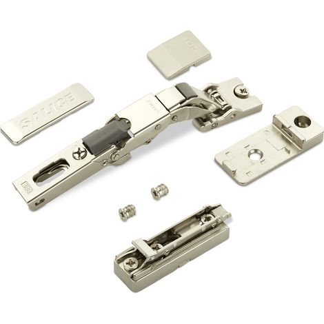 2 x Salice Universalscharnier Push Open für dünne Türen ab 8 mm Stärke 110° inkl. Linear-Montageplatte Höhe 6 mm mit Euroschrauben, Exzenterverstellung, Türscharnier mit 3-D Einstellung (1/5)