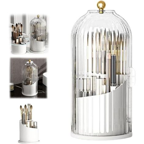 1 Zahnbürstenhalter, 360° drehbar, Schiebedeckel, ABS, wasserdicht, für Badezimmer (1/5)